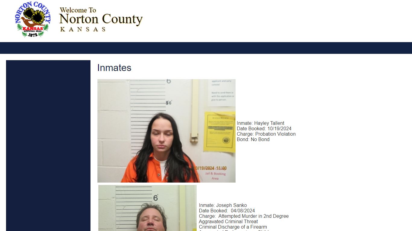 Official Website for Norton County Kansas - Inmates