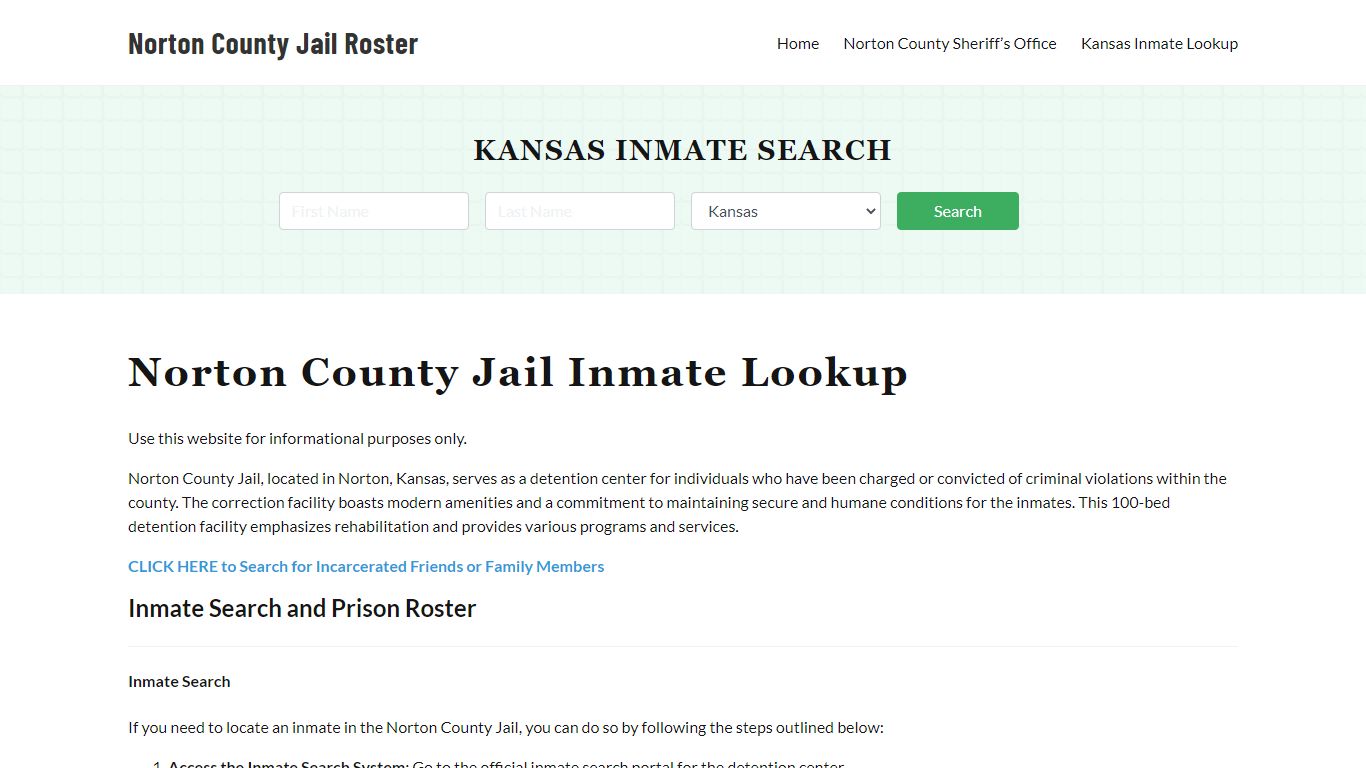 Norton County Jail Roster Lookup, KS, Inmate Search